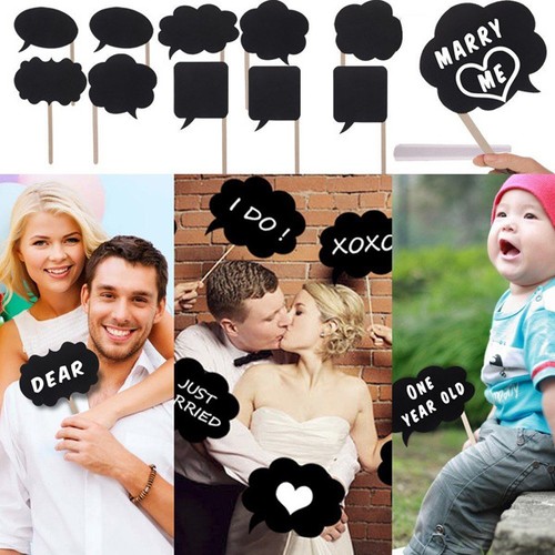 DIY Photo Booth Props Wedding Birthday Party Black Card Chalkboard Stick 10 Pcs