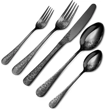 20-Piece Black Silverware Set Stainless Steel Tableware Cutlery Set for Home Use