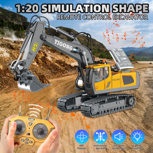 RC Excavator Bulldozer Construction 11CH Remote Control Kids Car Xmas Toy Gifts - Picture 2 of 11