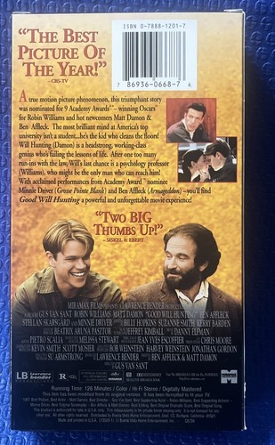 Good Will Hunting VHS 1998 Robin Williams Matt Damon Ben Affleck - Picture 3 of 4
