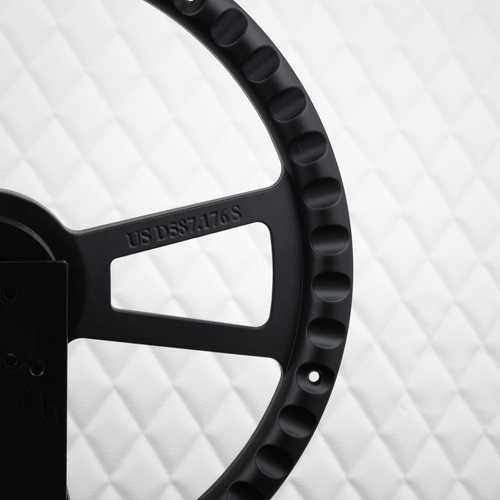 (T03) 18" Black Steering Wheel Big Rig Silver Vinyl Kenworth & Peterbilt 2014+ - Picture 8 of 13