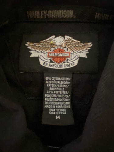 Camisa Harley Davidson Garaje Para Hombres Mediana M Negra Algodón Bordado Logo Parches - Imagen 7 de 12
