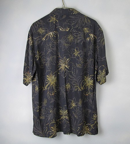 Tommy Bahama Hawaiian Silk Shirt Mens M Gray Yellow Floral Tropical Button Up - Picture 4 of 6