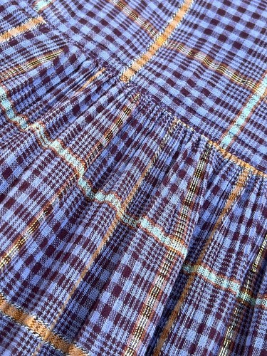 Camisa a cuadros de algodón Free People de gran tamaño púrpura arrugada texturizada algodón talla pequeña - Imagen 2 de 20