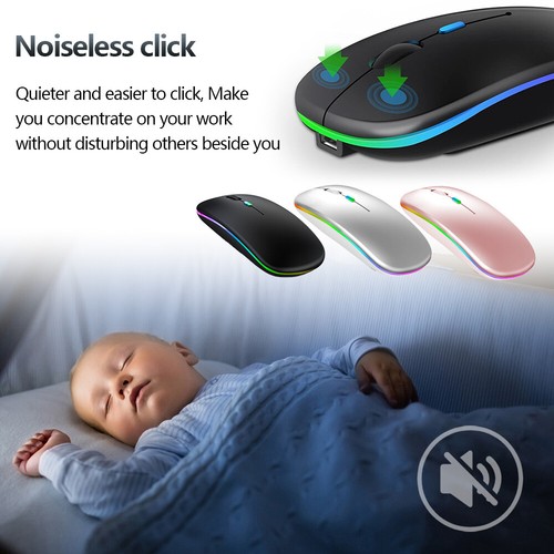 2.4GHz BT Wireless Optical Mouse USB Rechargeable RGB Cordless Mice For Laptop - Picture 7 of 23