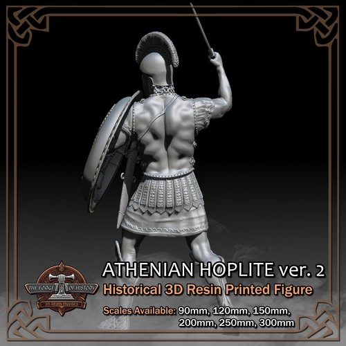 Greek Athenian Hoplite 2 - 3D Resin Printed Figure Model - Scale 90mm to 300mm - Picture 3 of 16