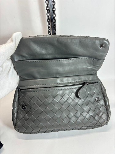 Bottega Veneta Intrecciato Shoulder Bag Crossbody Bag Grey Chain strap Auth - Picture 12 of 16