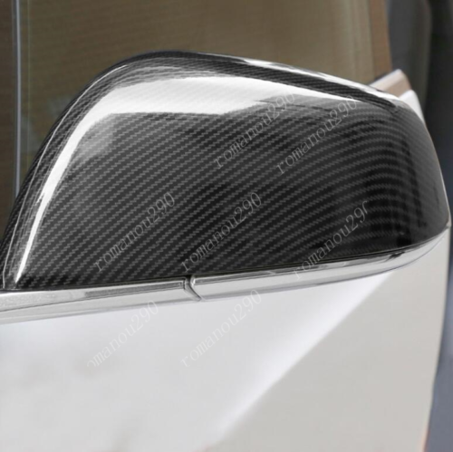 2*For Tesla Model S 2015-2019 Carbon Fiber Look Rear View Side Mirror Cover Trim - Picture 3 of 9