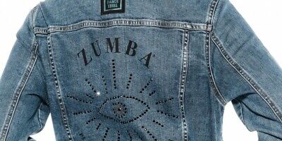 ZUMBA Peace Denim Jean Jacket with Swarovski Crystals