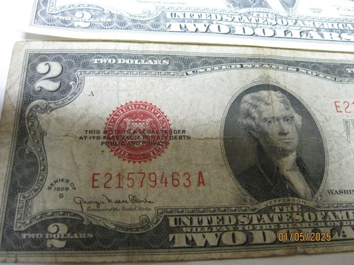 All THREE Different $2 Bills Red 1928 G, 1976 Cleveland D, 1995 Atlanta F, a Set - Picture 2 of 9