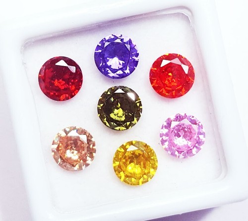 Natural Mix Color Sapphire Round Shape 6X6 MM Loose Gemstone 7 Pcs Lot - Picture 6 of 12