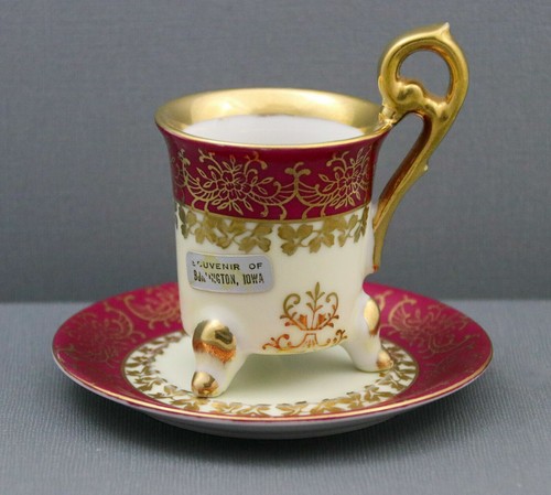 Vintage Arnart Gilded Teacup & Saucer 33/37 w/ Sticker. Burlington Iowa - Picture 1 of 7