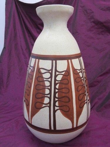 HUGE 21.5" Mid Century LAPID studio pottery Avi Israel Floor Vase, hand painted - Picture 4 of 11