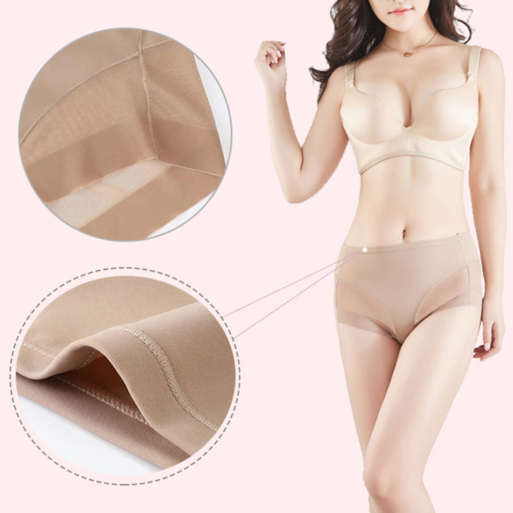 High Waist Tummy Control Women's Underwear, Thin Ice Silk Seamless