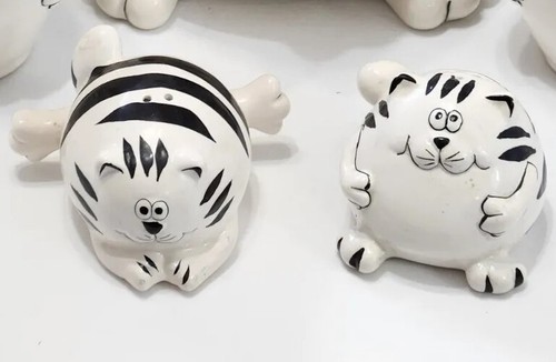 Pier 1 Import Fat Cat salt pepper shakers pair rare retired EUC - Imagen 1 de 8