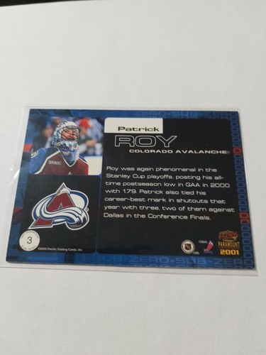 2000-01 Pacific Paramount Sub-Zero 96/99 PATRICK ROY Card #3 SP - Avalanche - Picture 3 of 3