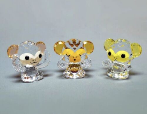 Swarovski Characters Three Wise Monkeys Hear See Speak Crystal Figurine 5428005 - Picture 2 of 3