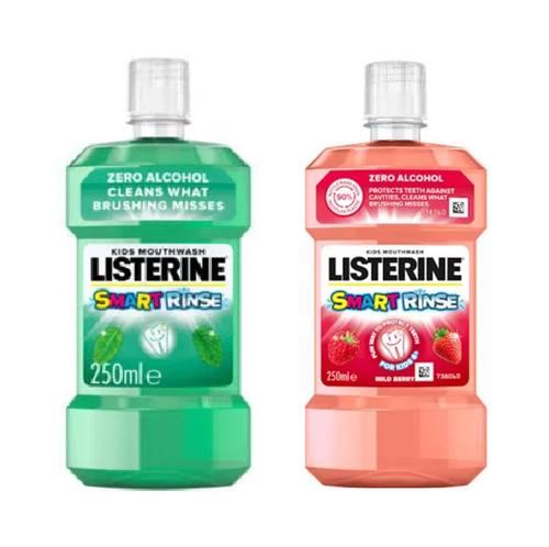 Due Confezioni Listerine Smart Risciacquo Collutorio Bambini 6+ Bacche di Menta Lieve 2x250ml Proteggi - Foto 3 di 24