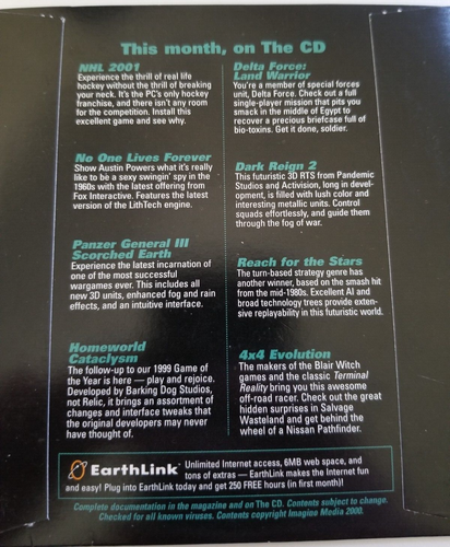 PC Gamer Demo CD Disc 6.2 DECEMBER 2000- NHL 2001 - Picture 2 of 3