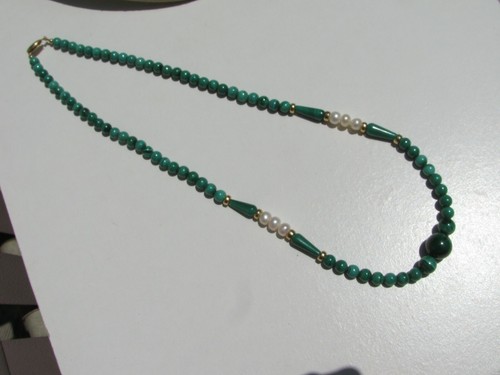 VTG.14/20 GF HEALING ANXIETY BRIOLETTES GREEN MALACHITE 42 GRAMS PEARLS NECKLACE - Picture 2 of 5