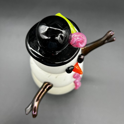 Moderne Murano 9-1/2" mundgeblasene Kristallglas Schneemann Statue Figur Weihnachten - Bild 5 von 6