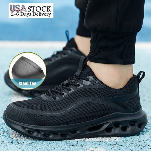 Herren Sicherheitsstiefel mit Stahlkappe Anti-Smash Arbeit Turnschuhe Schwarz Sicherheitsschuhe - Bild 16 von 24