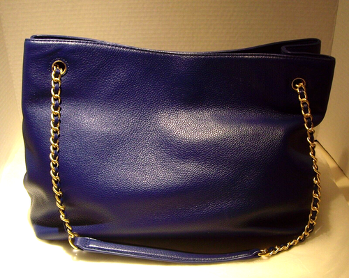 TORY BURCH Britten Large Dark Blue Pebbled Leather Convertible Tote Shoulder Bag - Bild 2 von 14