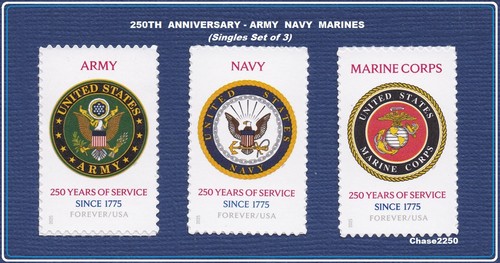 *NEW* 2025 Army Navy Marines 250th Anniversary #6003-05 (Sgls Set of 3) Mint NH - Picture 3 of 3
