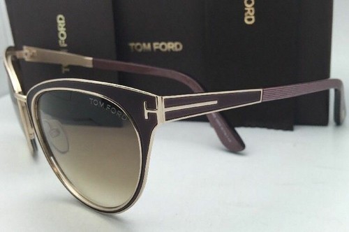 New TOM FORD Sunglasses NINA TF 373 48F 56-21 Brown on Gold Frame w/ Brown Fade - Picture 6 of 12