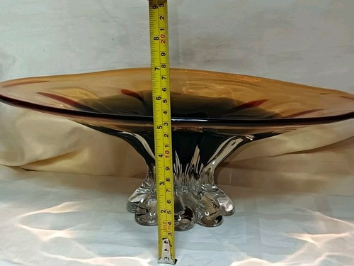 Elegant Italian Art Amber Glass Table Centerpiece Ornament W/ Twisted Pedestal - Picture 18 of 20