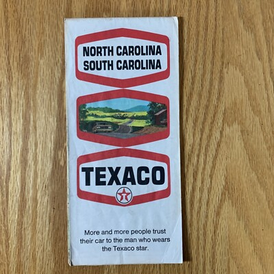 #ad #ad Texaco Map North Carolina South Carolina 1970 Gas and Oil Folding Street Map $8.99