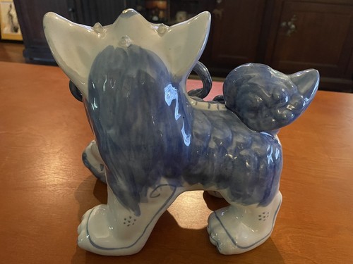 Foo Dog Statues Blue White Chinese Shi Lions Guardian Dogs Chinoiserie Decor - Picture 7 of 11