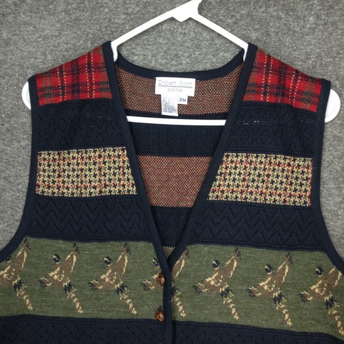 Vintage Robert Scott Petites Wool Blend Knit Vest Women's Size 8P Ducks Academia - Picture 2 of 9