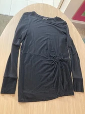 Athleta Nirvana Twist Front Sweatshirt XXS Solid Black Long Sleeve Modal Spandex