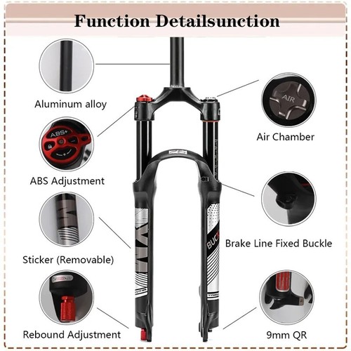 BUCKLOS MTB Air Suspension Bike Fork QR 26/27.5 Bicycle Front Fork Rebound - Afbeelding 2 van 4