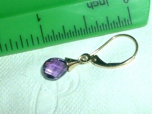 14K SOLID GOLD NATURAL AMETHYST DROP EARRINGS!  QUALITY HERE  2 GR  1.25 INCH - Picture 9 of 9