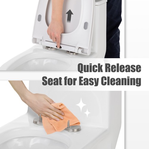 One Piece Toilet Elongated Floor-Discharge Dual Flush Glossy White - Picture 6 of 12