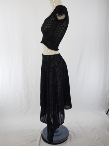 Motel Rocks Skirt Top Crochet Black Tullia Asymmetric Gianina Crop Co Ord Set XS - Picture 6 of 12