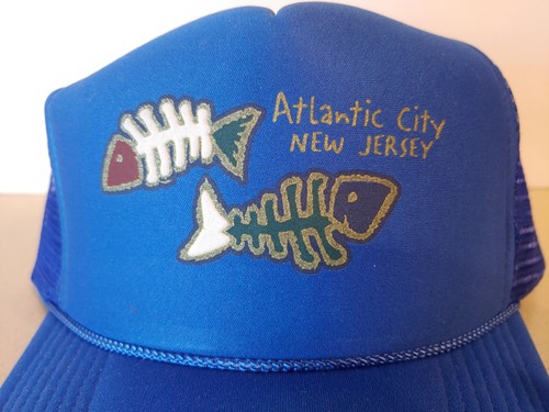 Vintage Atlantic City Foam Mesh Rope Trucker Hat Snapback Cap FISH BONE NJ - Picture 2 of 9