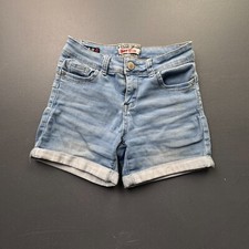Hot Kiss Denim Shorts Womens 5 Rolled Cuff Light Wash Stretch