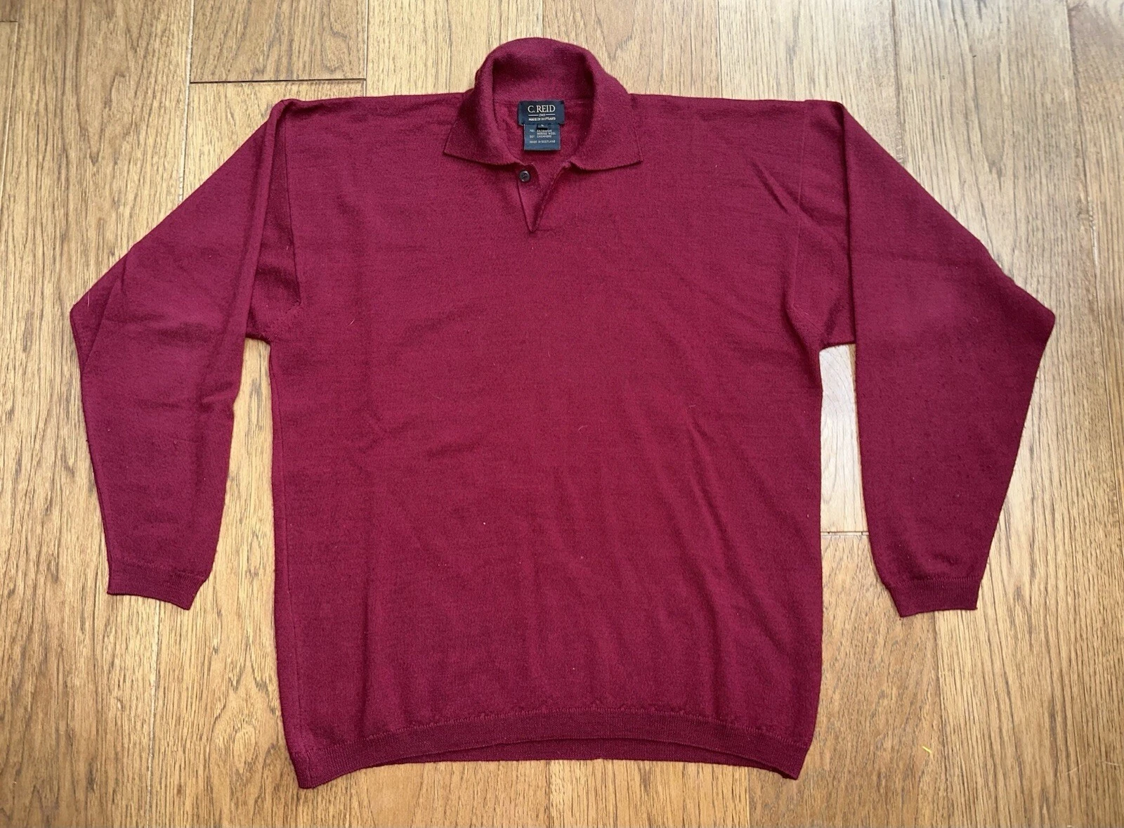 C Reid Scotland Cashmere Merino Wool Sweater Polo Maroon Red L/XL VTG
Opens in a new window or tab