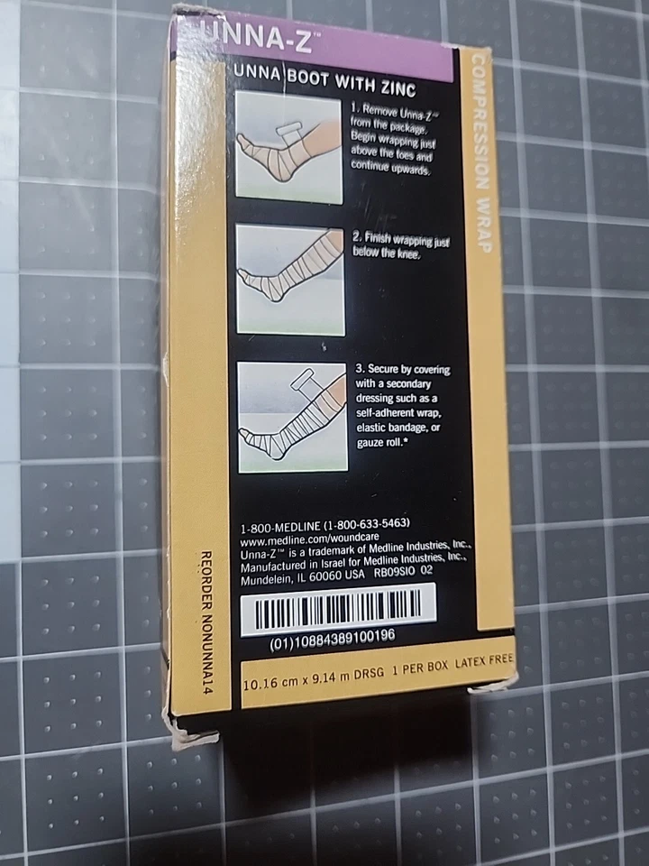 Medline Unna-Z Zinc Paste Bandage 4"x10 yds Compression Wrap Wound Care - Image 4 of 4