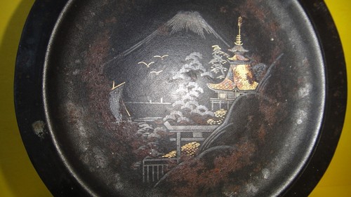 Seltene antike Amita Japan Damaszener Gold & Silber gehämmert auf Eisenstahl - Bild 6 von 12