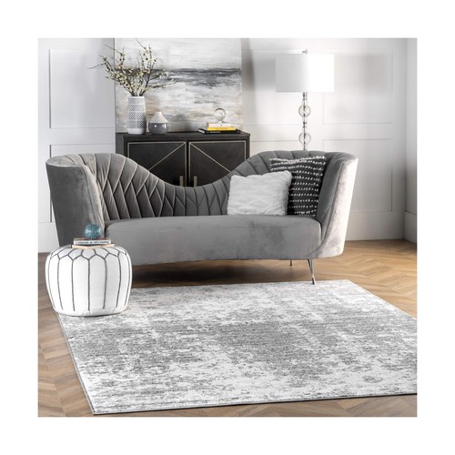 Rectangular Area Rug 3'x5' Grey Misty Shades 100% Polypropylene Stain Resistant - Picture 1 of 8