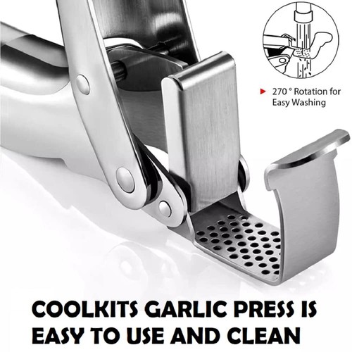 Garlic Press Stainless Steel Garlic Mincer Durable Professional Grade Dual Lever - Picture 8 of 8