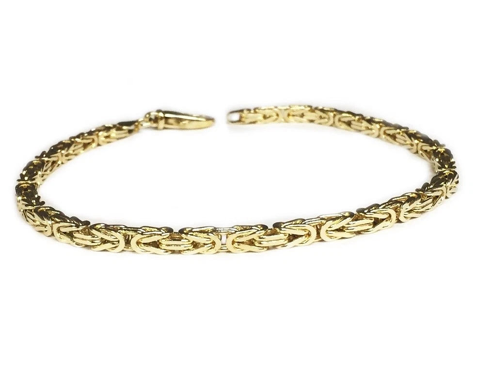 14k Yellow Gold Mens Solid Byzantine Square Super 8.5