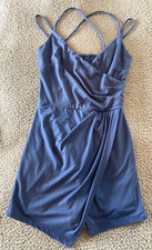 Unbranded Women's Solid Blue Sleeveless Romper Size Small