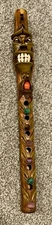 Handmade Wooden Ceremonial Flute Recorder with Teeth Stones Resin Oddity