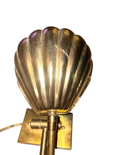 Adjustable Brass Scalloped Clam Shell Table Desk Lamp Heavy Base Works - Picture 6 of 13
