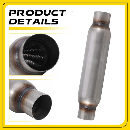 2x Exhaust Resonator 2.5" Hotdog Race Muffler Stainless Steel Body Length 12" - Picture 6 of 9